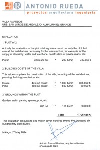 Valuation for Villa Amandos for sale in Málaga province, Spain